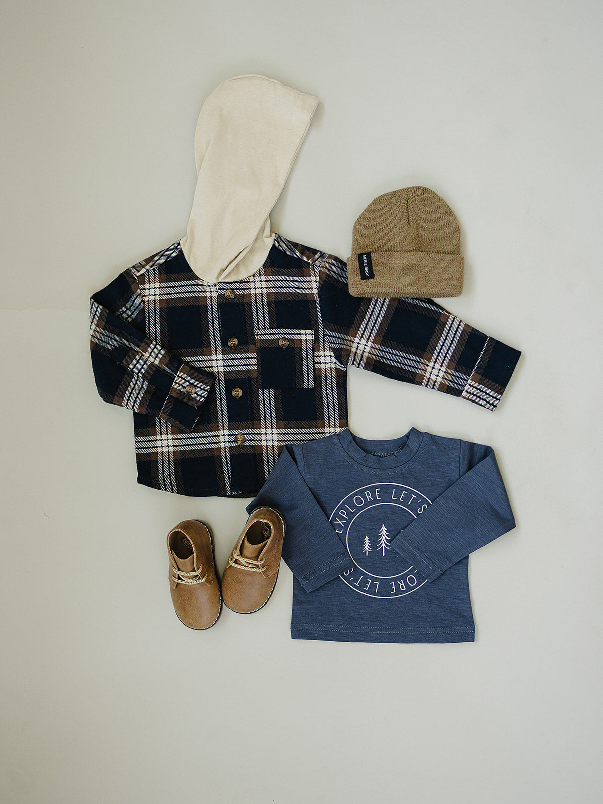 Plaid Hooded Button Up Shirt - HoneyBug 