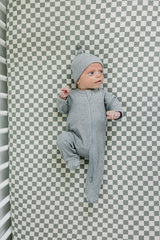 Heather Grey Ribbed Bamboo Zipper - HoneyBug 