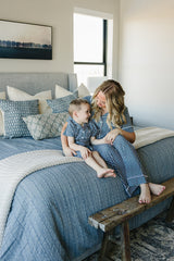 Navy Gingham Short Pajama Set - HoneyBug 