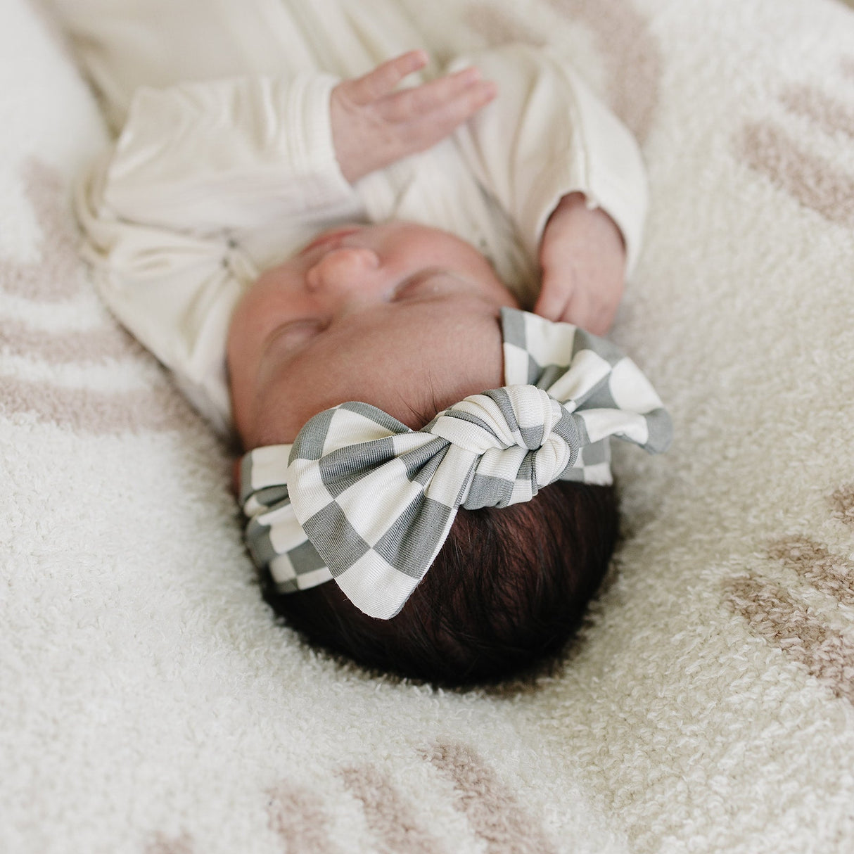 Light Green Checkered Bamboo Head Wrap - HoneyBug 