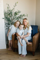 Light Blue Gingham Short Pajama Set - HoneyBug 