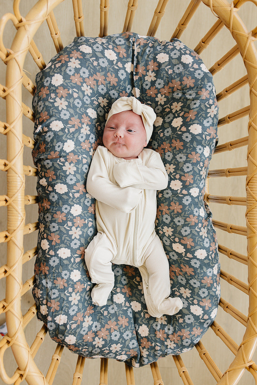 Cream Ribbed Bamboo Zipper - HoneyBug 