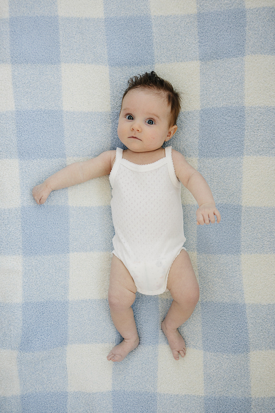 Light Blue Plaid Plush Blanket - HoneyBug 