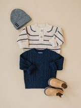 Stripe Button Knit Sweater - HoneyBug 