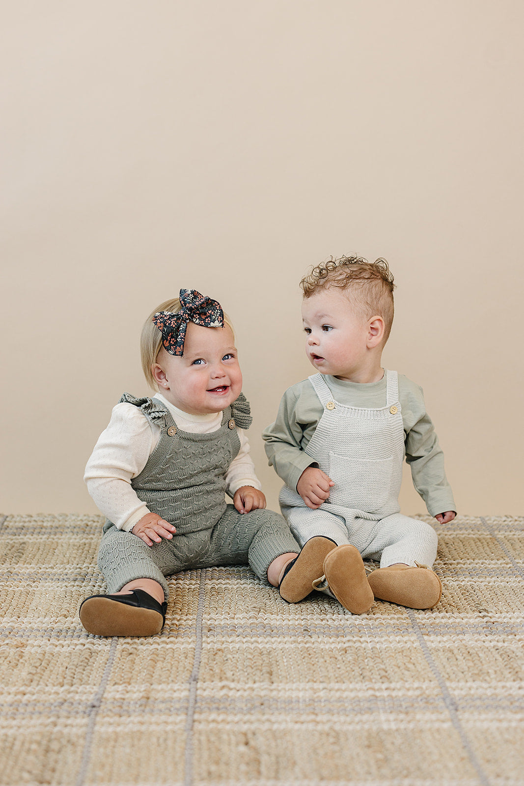 Green Ruffle Knit Overalls - HoneyBug 