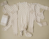 Taupe Checkered Bamboo Zipper - HoneyBug 