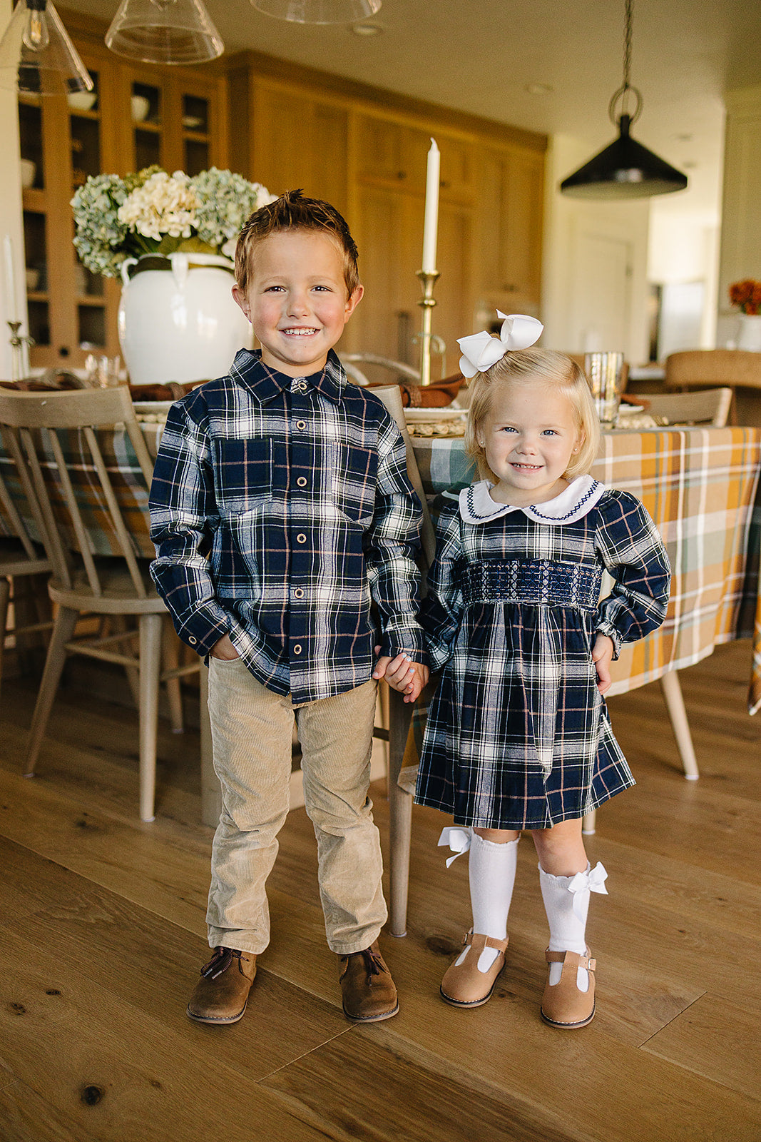 Navy Plaid Button Up Shirt - HoneyBug 
