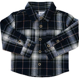 Navy Plaid Button Up Shirt - HoneyBug 