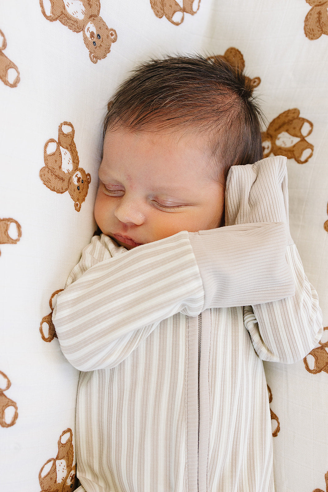 Taupe Stripe Ribbed Bamboo Zipper - HoneyBug 