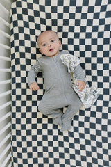 Heather Grey Ribbed Bamboo Zipper - HoneyBug 