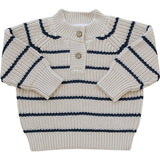 Stripe Button Knit Sweater - HoneyBug 
