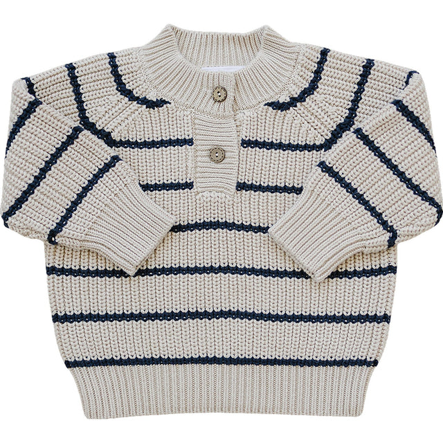 Stripe Button Knit Sweater - HoneyBug 