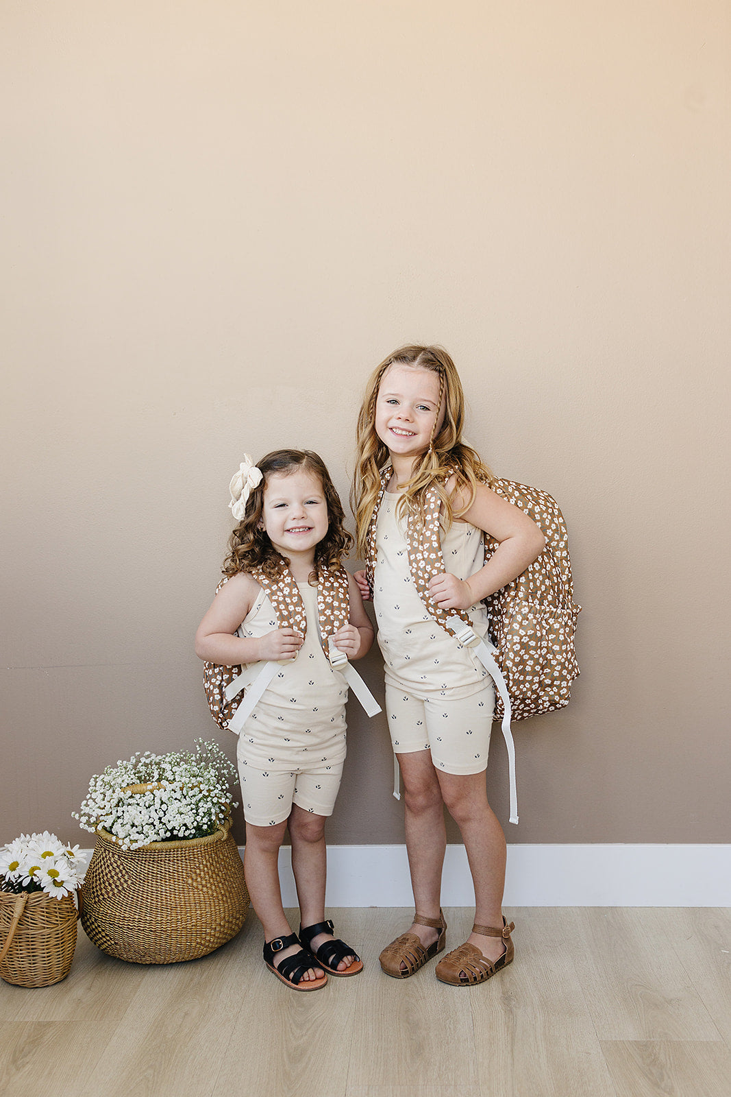 Mustard Floral Large Backpack - HoneyBug 
