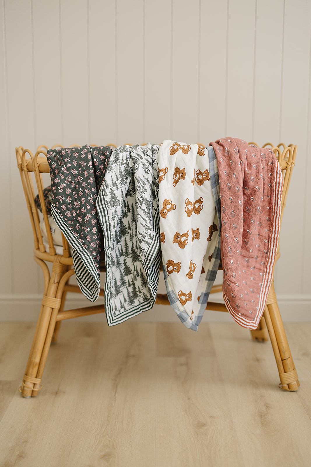 Forrest + Green Stripes Muslin Quilt - HoneyBug 