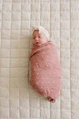 Vintage Pink Floral Muslin Swaddle Blanket - HoneyBug 