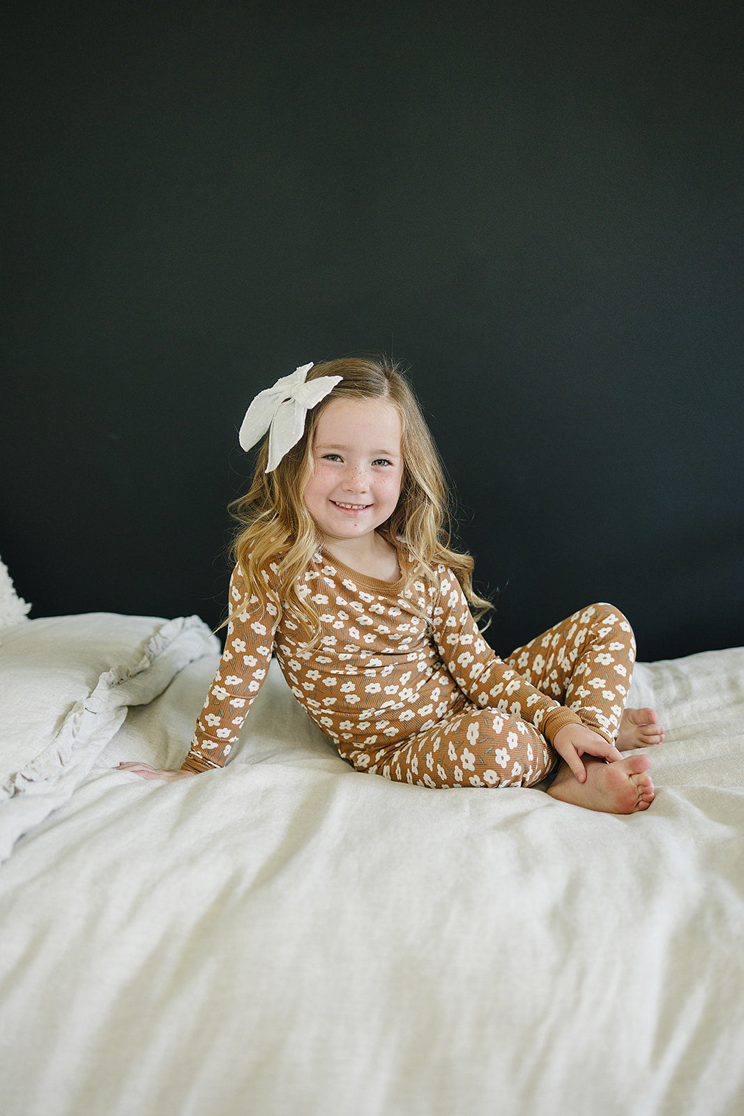 Mustard Floral Ribbed Bamboo Cozy Set - HoneyBug 