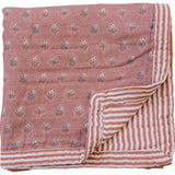 Vintage Pink Floral + Pink Stripes Muslin Quilt - HoneyBug 