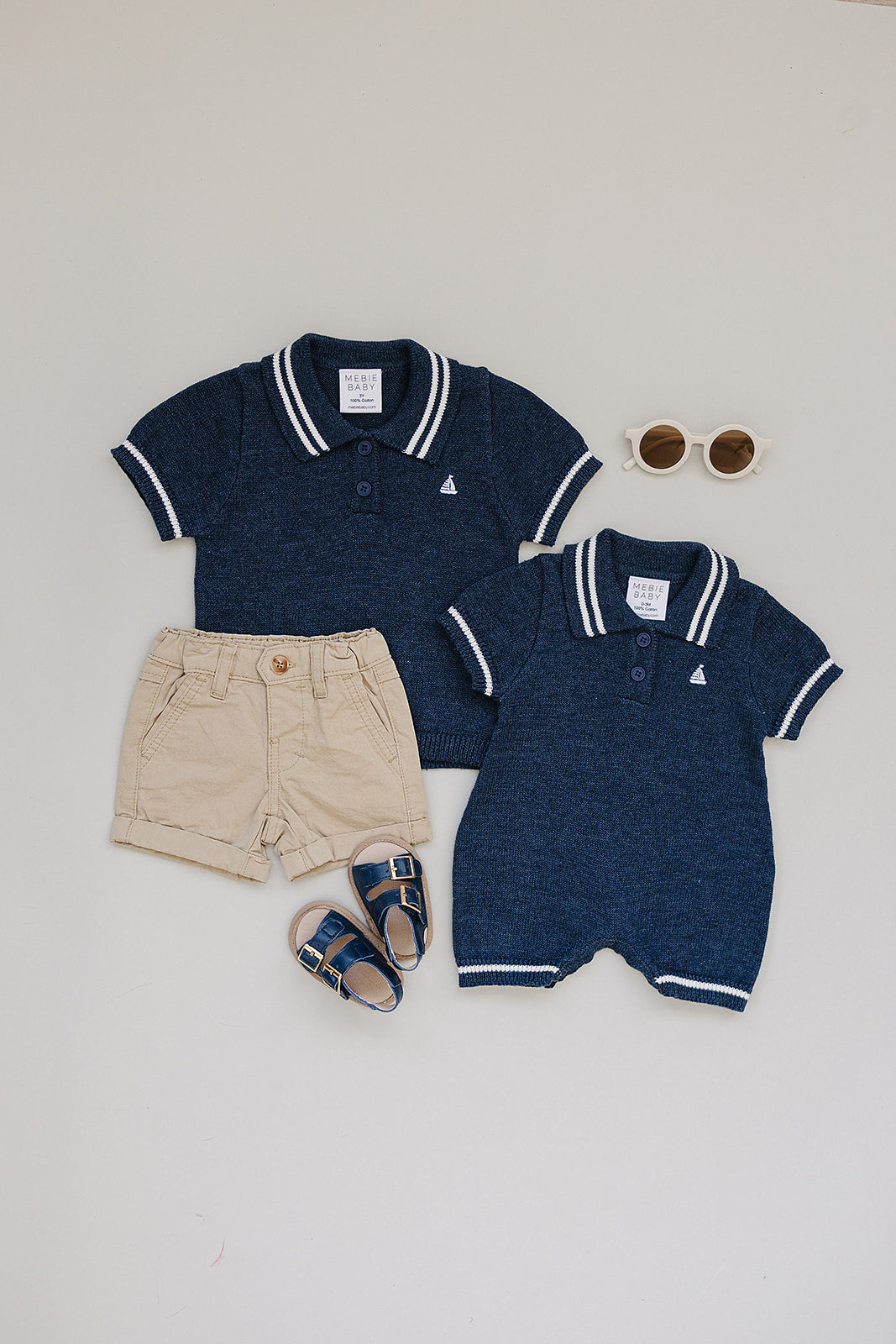 Collared Sailboat Knit Short Romper