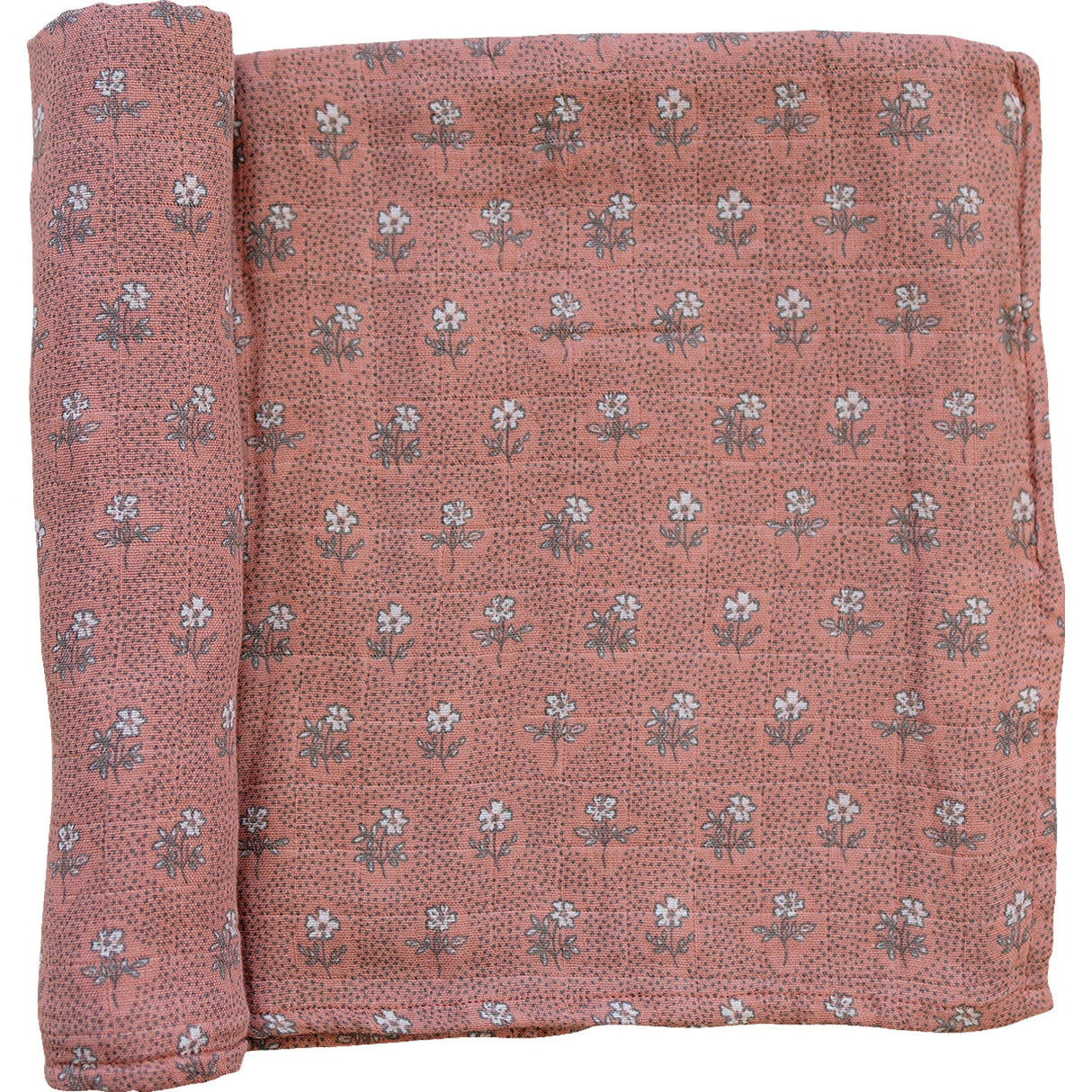 Vintage Pink Floral Muslin Swaddle Blanket - HoneyBug 