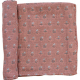 Vintage Pink Floral Muslin Swaddle Blanket - HoneyBug 