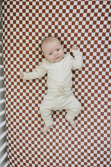 Cream Bamboo Snap Long Sleeve Ribbed Bodysuit - HoneyBug 