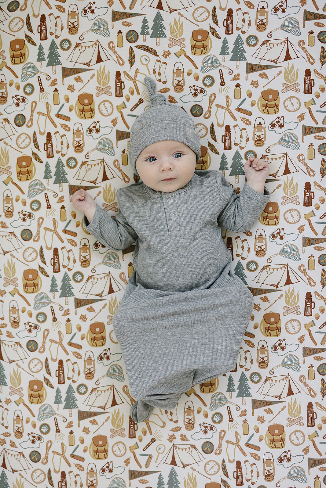 Heather Grey Ribbed Bamboo Knot Gown - HoneyBug 