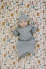 Heather Grey Ribbed Bamboo Knot Gown - HoneyBug 