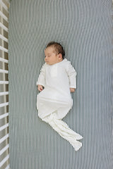 Green Stripes Muslin Crib Sheet - HoneyBug 