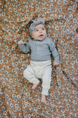 Heather Grey Bamboo Snap Long Sleeve Ribbed Bodysuit - HoneyBug 