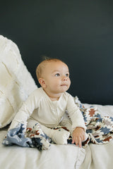 Cream Ribbed Bamboo Zipper - HoneyBug 