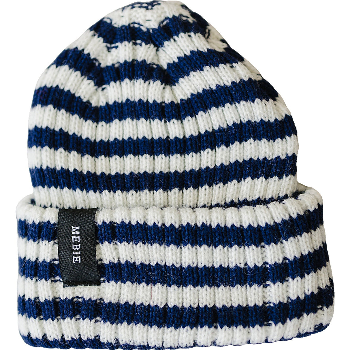 Navy & White Stripe Chunky Knit Beanie - HoneyBug 