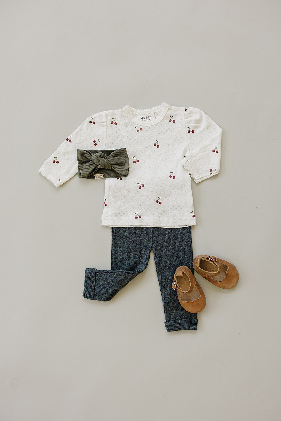 Cherry Pointelle Long Sleeve Tee - HoneyBug 