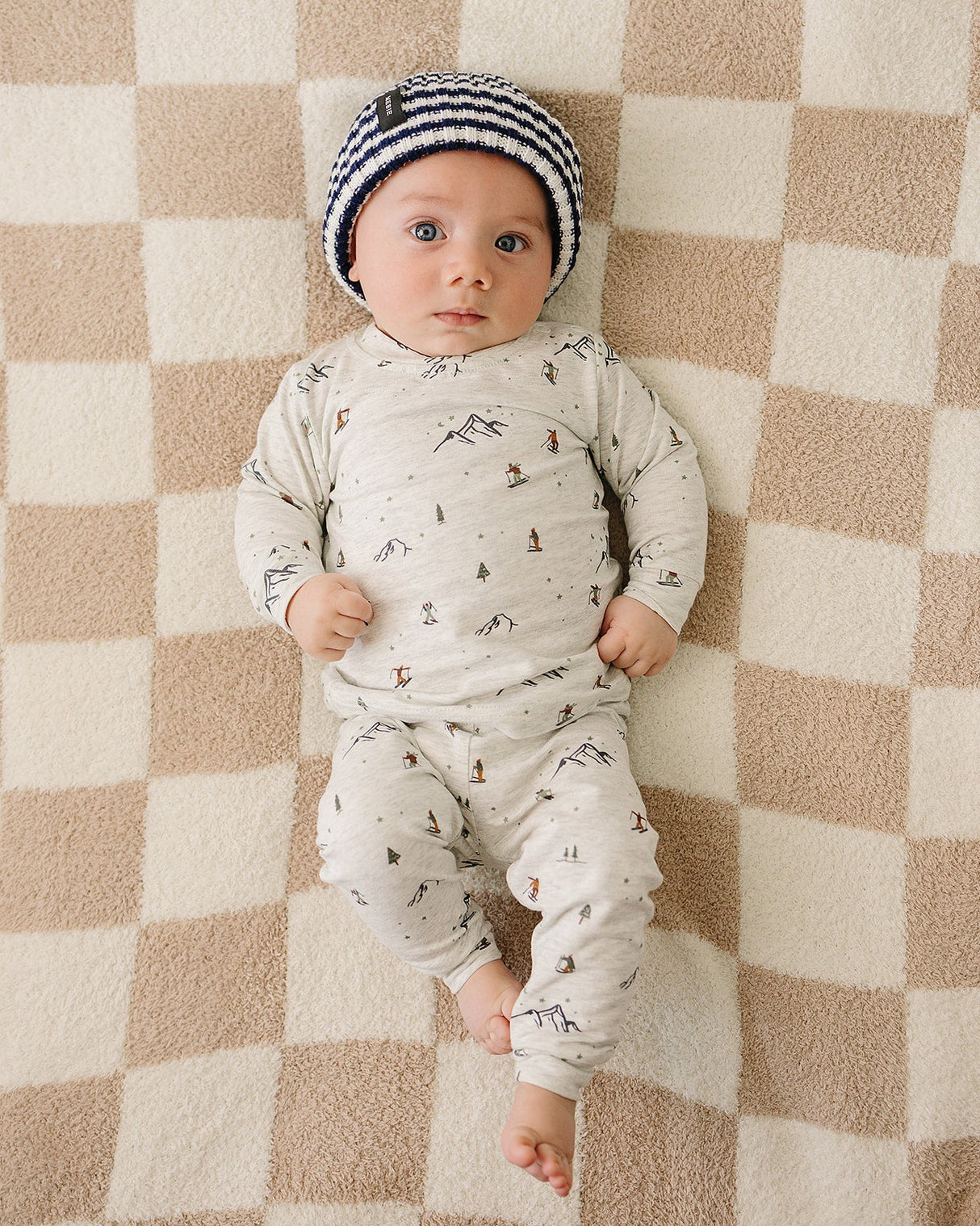 Navy & White Stripe Chunky Knit Beanie - HoneyBug 