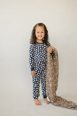 Navy Daisy Ribbed Bamboo Cozy Set - HoneyBug 