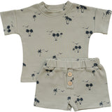 Palm Tree Button Short Set - HoneyBug 