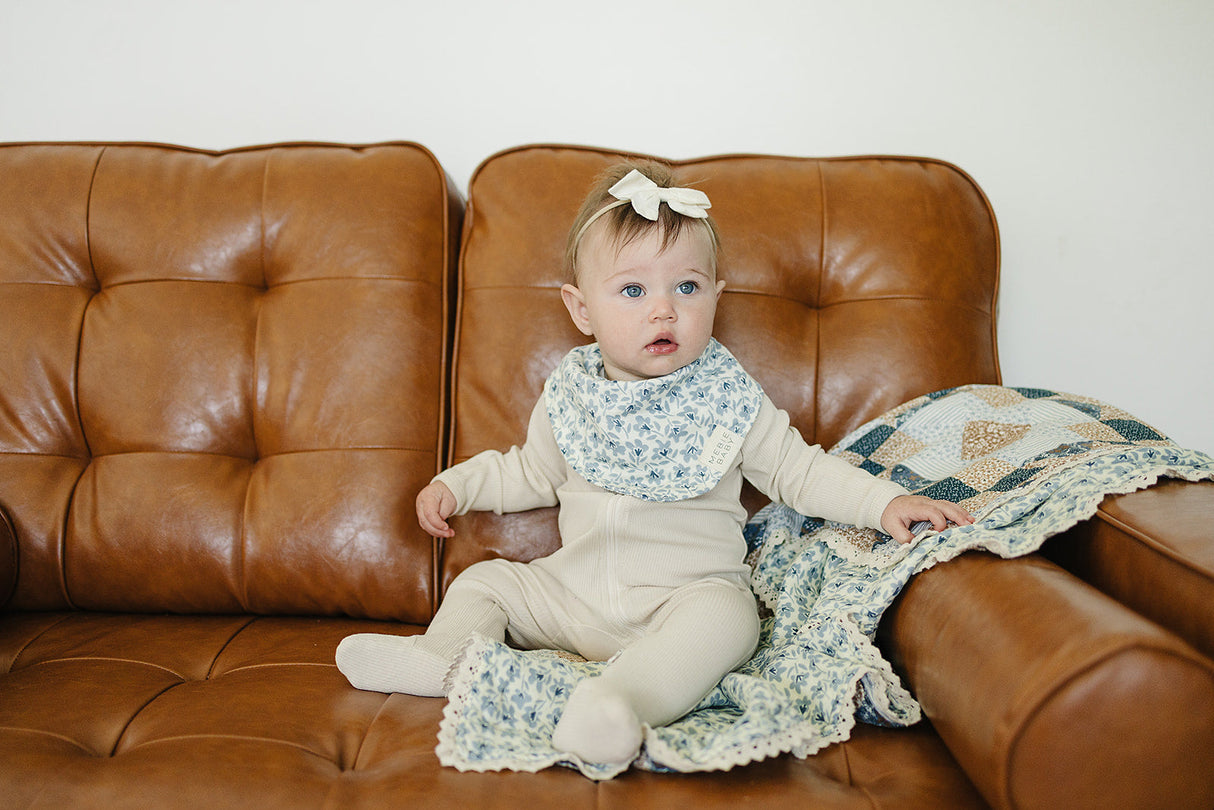 Blue Blossom Classic Muslin Bib - HoneyBug 