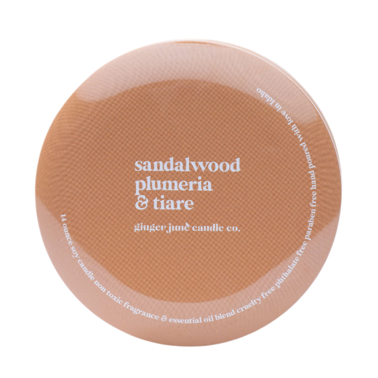 Ochre Tin: Sandalwood + Plumeria + Tiare - 14 oz Candle - HoneyBug 