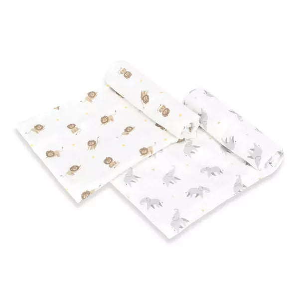 Lion & Elephant Swaddle Set - HoneyBug 