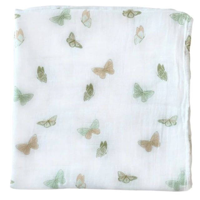 Bamboo Muslin Swaddle Blanket - Butterflies - HoneyBug 