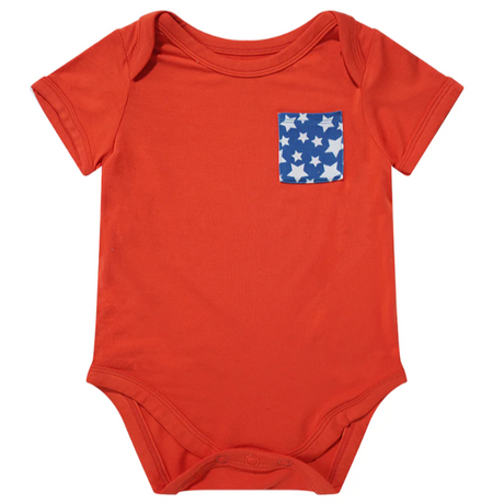 July 4th Star Pocket Baby Onesie - HoneyBug 