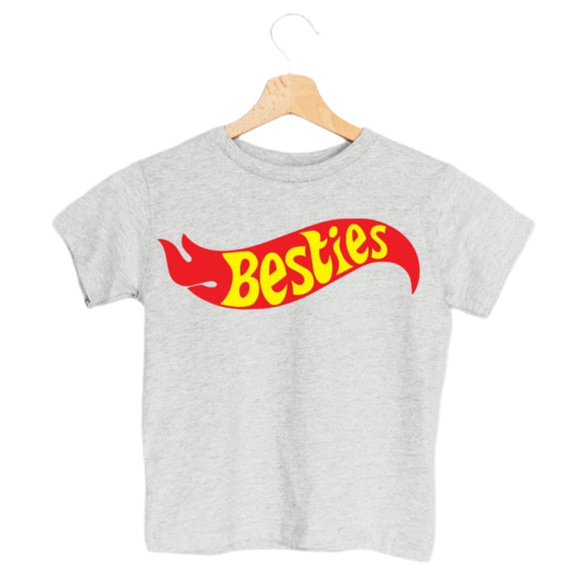 Besties Hotwheels Kids Tee - Gray - HoneyBug 