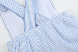 Blue Seersucker Easter Bunny Shortalls