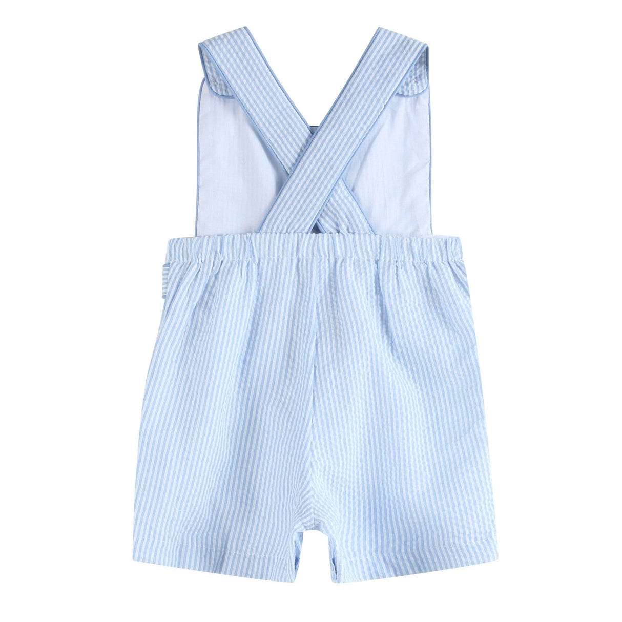 Blue Seersucker Easter Bunny Shortalls