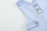 Blue Seersucker Easter Bunny Shortalls