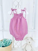 Smocked Bubble with Embroidered Cherries - HoneyBug 