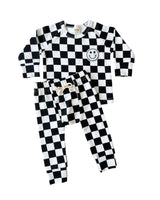 Checkered Smiley Lounge Set | Black - HoneyBug 