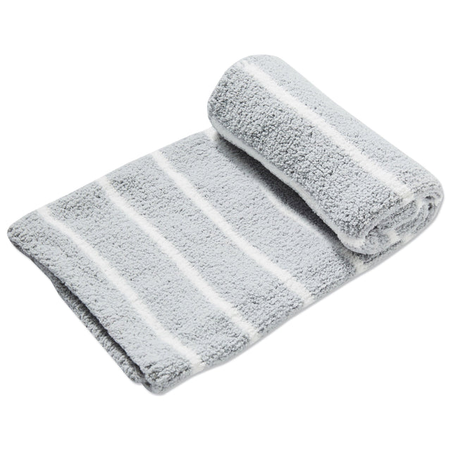 Chenille Blanket - Grey / Ivory - HoneyBug 