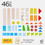 Colored Wooden Building Blocks - 46 Piece Set - HoneyBug 