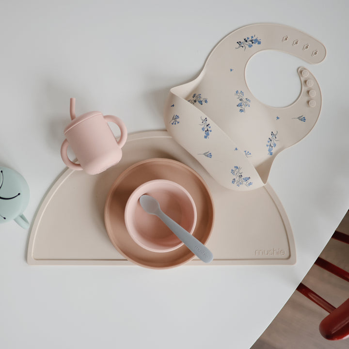 Silicone Baby Bib - Lilac Flowers - HoneyBug 