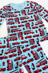 Long Sleeve Pajama Set - Fire Trucks - HoneyBug 